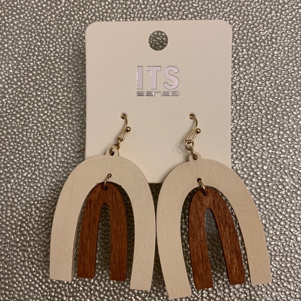 Retro Wood two-tone earrings